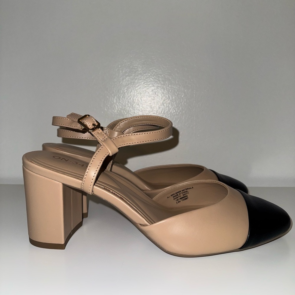 On 34th Women’s Nude Block Heel Sandals Size 9.5 - Picture 2 of 8